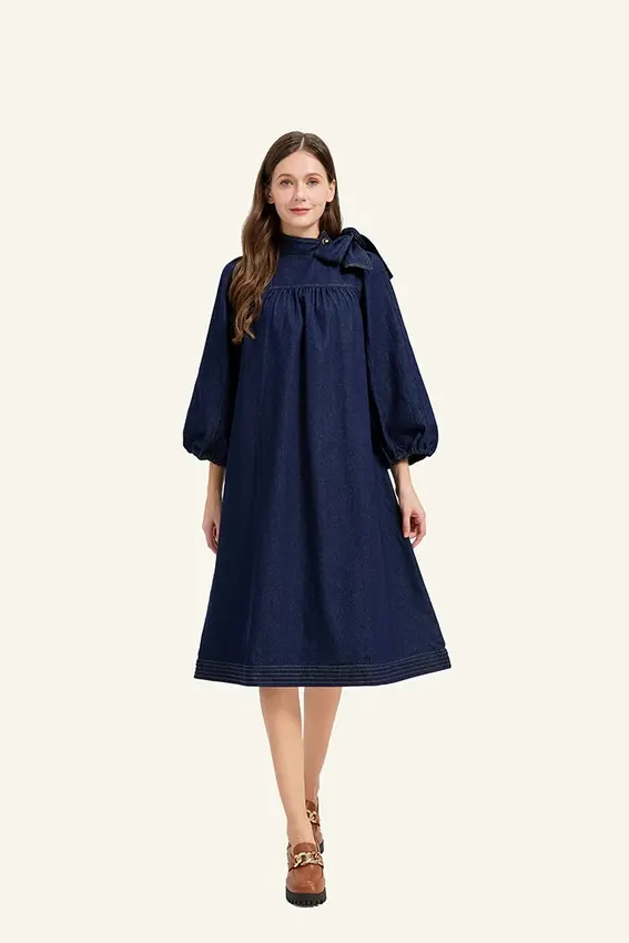 שמלת ג'ינס כחול כהה